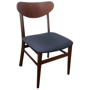Nova Dining Chair with Timber Look Steel Frame and Dark Blue PU Seat